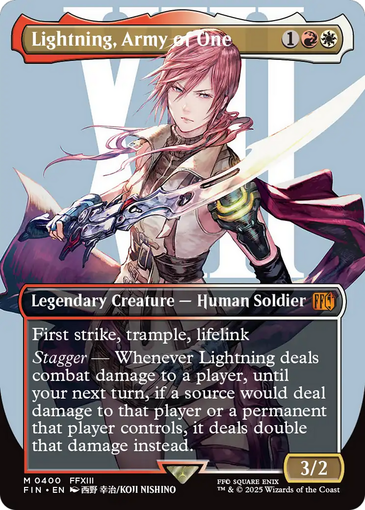 Lightning, Army of One (FIN-400) - FINAL FANTASY (Borderless) Foil