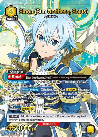 Sinon (Sun Goddess, Solus) (025) (SR*) (UE07BT/SAO-1-025) - UE07BT Sword Art Online Foil