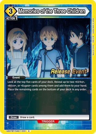 Memories of the Three Children (UE07BT/SAO-1-031) - UE07BT Sword Art Online Release Event Cards