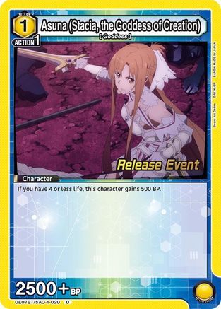 Asuna (Stacia, the Goddess of Creation) (020) (UE07BT/SAO-1-020) - UE07BT Sword Art Online Release Event Cards