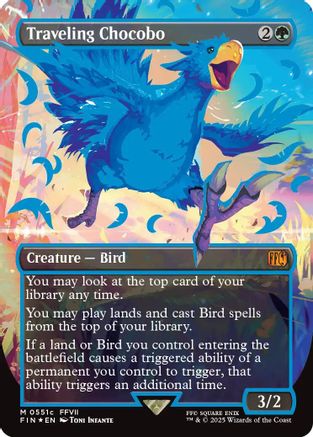 Traveling Chocobo (Borderless) (Neon Ink Blue) (FIN-511C) - FINAL FANTASY Foil