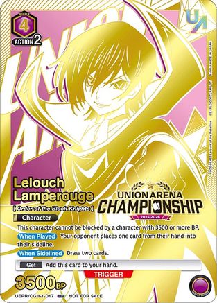 Lelouch Lamperouge (Regionals 25-26) (UEPR/CGH-1-017) - Union Arena Promotion Cards Foil