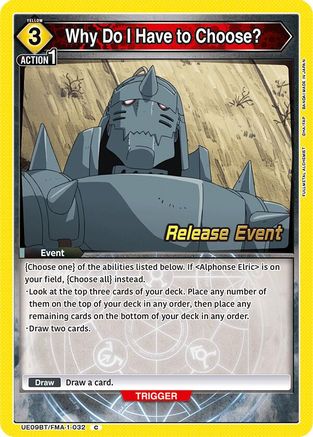 Why Do I Have to Choose? (UE09BT/FMA-1-032) - UE09BT FULLMETAL ALCHEMIST Release Event Cards
