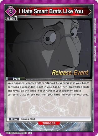 I Hate Smart Brats Like You (UE09BT/FMA-1-096) - UE09BT FULLMETAL ALCHEMIST Release Event Cards