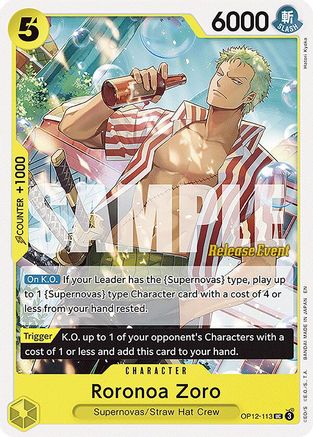Roronoa Zoro (113) (OP12-113) - Legacy of the Master Release Event Cards