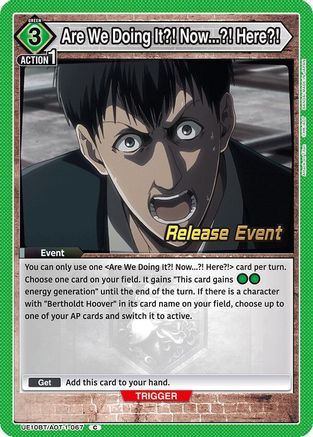 Are We Doing It?! Now...?! Here?! (UE10BT/AOT-1-067) - UE10BT Attack on Titan Release Event Cards