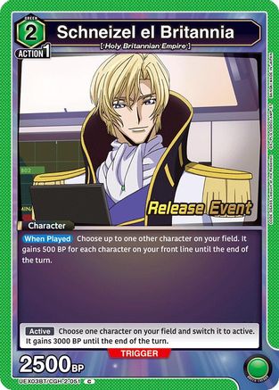 Schneizel el Britannia (UEX03BT/CGH-2-051) - UEX03BT CODE GEASS Lelouch of the Rebellion Vol2 Release Event Cards