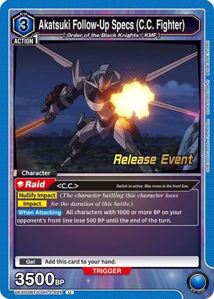 Akatsuki Follow-Up Specs (C.C. Fighter) (UEX03BT/CGH-2-025) - UEX03BT CODE GEASS Lelouch of the Rebellion Vol2 Release Event Cards