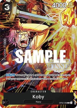 Koby (Offline Regional 2023) [Winner] (OP02-098) - One Piece Promotion Cards Foil