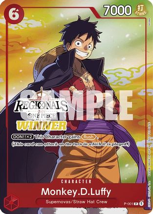 Monkey.D.Luffy (001) (Offline Regional 2024 Vol. 2) [Winner] (P-001) - One Piece Promotion Cards Foil