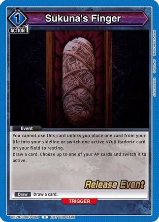 Sukuna's Finger (UEPR/JJK-1-063) - UE03BT Jujutsu Kaisen Release Event Cards