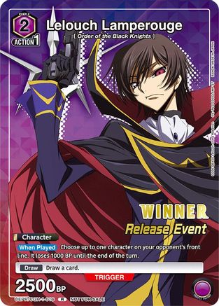 Lelouch Lamperouge (Release Event Winner) (UEPR/CGH-1-016) - UE04BT Code Geass Lelouch of the Rebellion Release Event Cards Foil