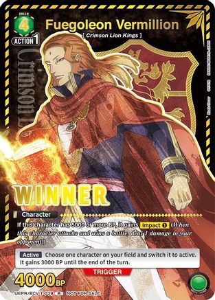 Fuegoleon Vermillion (Winner) (UEPR/BCV-1-039) - Union Arena Promotion Cards Foil