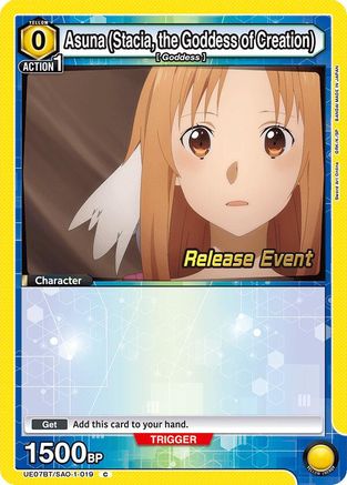 Asuna (Stacia, the Goddess of Creation) (019) (UE07BT/SAO-1-019) - UE07BT Sword Art Online Release Event Cards