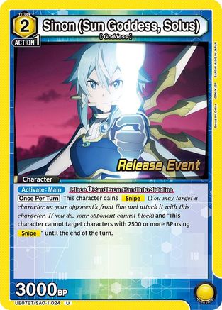 Sinon (Sun Goddess, Solus) (024) (UE07BT/SAO-1-024) - UE07BT Sword Art Online Release Event Cards