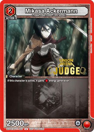 Mikasa Ackermann (Judge Pack) (UEPR/AOT-1-087) - Union Arena Promotion Cards Foil