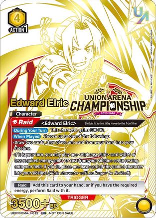 Edward Elric (Regionals 25-26) (UEPR/FMA-1-012) - Union Arena Promotion Cards Foil