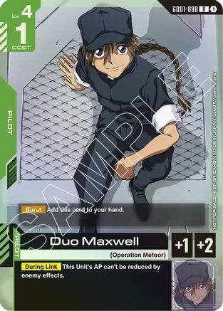 Duo Maxwell (Store Tournament Participant Pack 01) (GD01-090) - Gundam Promotional Cards Holofoil