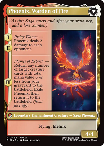 Joshua, Phoenix's Dominant // Phoenix, Warden of Fire (FIN-494) - FINAL FANTASY: (enchantment, Extended Art) Foil