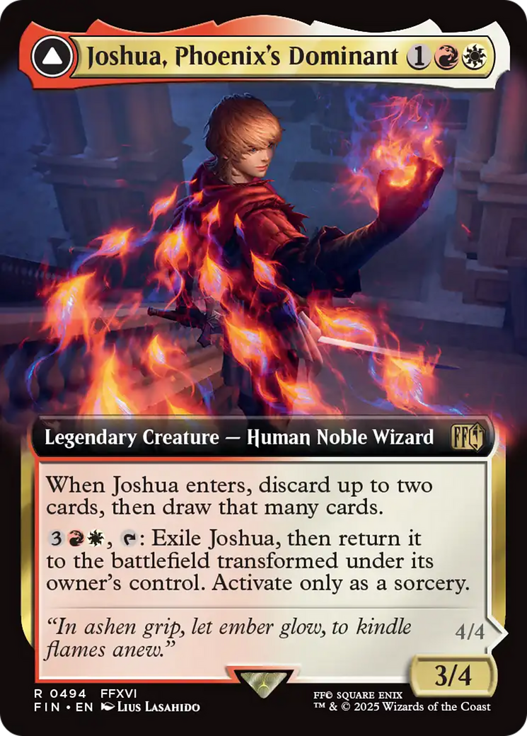 Joshua, Phoenix's Dominant // Phoenix, Warden of Fire (FIN-494) - FINAL FANTASY: (enchantment, Extended Art) Foil
