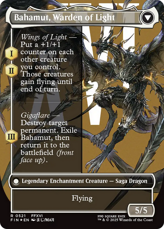 Dion, Bahamut's Dominant // Bahamut, Warden of Light (FIN-521) - FINAL FANTASY: (enchantment) (Borderless) Foil