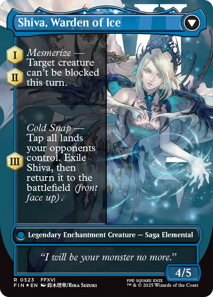 Jill, Shiva's Dominant // Shiva, Warden of Ice (FIN-523) - FINAL FANTASY: (enchantment) (Borderless) Foil