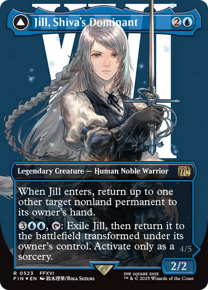Jill, Shiva's Dominant // Shiva, Warden of Ice (FIN-523) - FINAL FANTASY: (enchantment) (Borderless) Foil