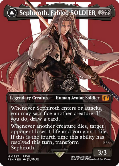 Sephiroth, Fabled SOLDIER (Borderless) (Surge Foil) (0527) (FIN-527) - FINAL FANTASY (Borderless) Foil