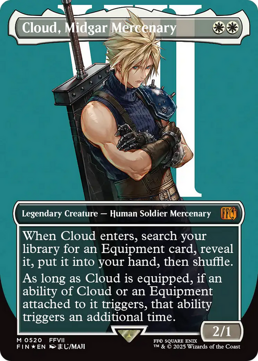 Cloud, Midgar Mercenary (Borderless) (Surge Foil) (FIN-520) - FINAL FANTASY (Borderless) Foil